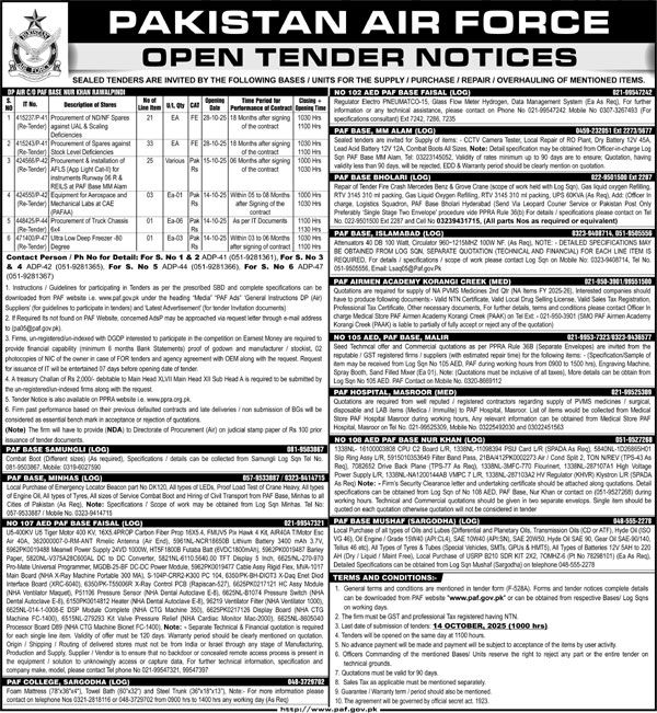 Pakistan Air Force Tender Notice